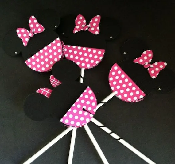 Minnie Mouse Pink Polka Dot Cup Cake Toppers by ATime2beeunique