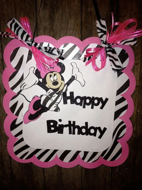 Signo de MInnie Mouse cebra feliz cumpleaños por PurpleZebraPaperCo
