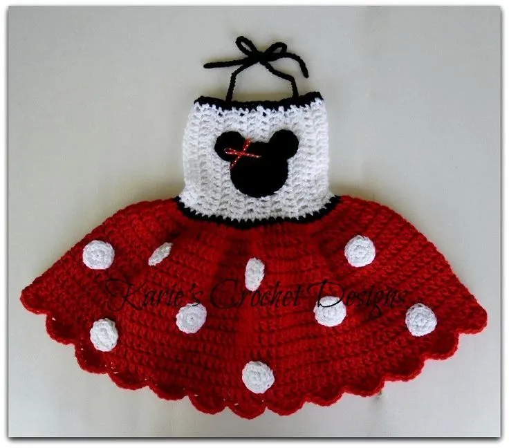 Minnie Mouse RED Polka Dots Crocheted Dress | Vestidos De Bebé ...