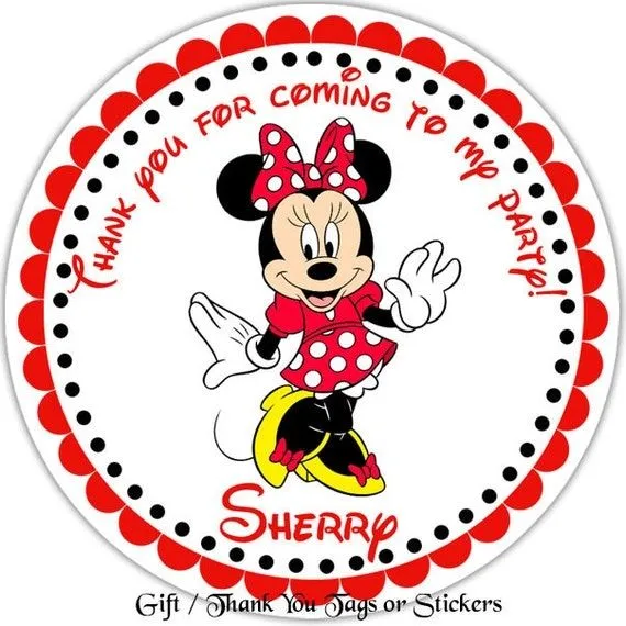 Minnie Mouse Red Personalized Stickers Party by sharenmoments
