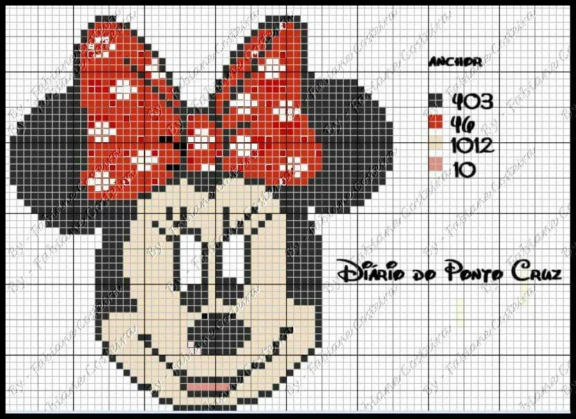 Minnie Mouse x-stitch | Punto de cruz, Punto de cruz disney, Bordados en  punto cruz