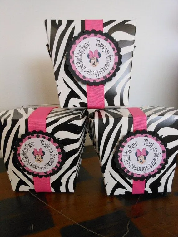 Minnie Mouse Zebra Take Out Party Boxes with by ASweetCelebration