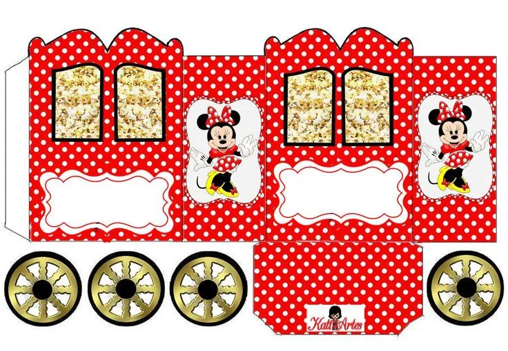 Minnie en Rojo: Caja con forma de Carruaje para Imprimir Gratis ...
