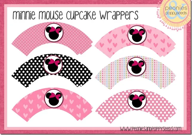 Minnie: Wrappers y Toppers para Cupcakes, para Imprimir Gratis ...