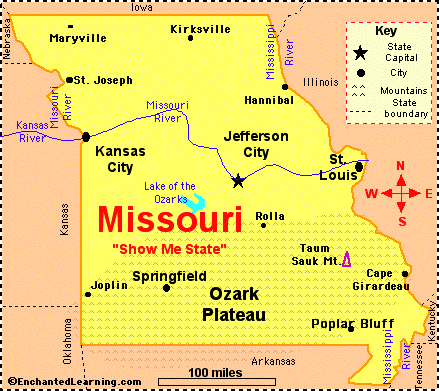 Missouri: Facts, Map and State Symbols - EnchantedLearning.com