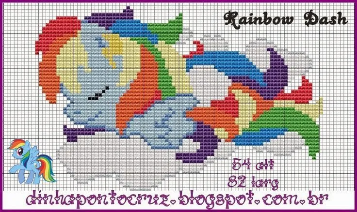MLP Rainbow Dash pattern by Dinha Ponto Cruz | Strijkkralen ...