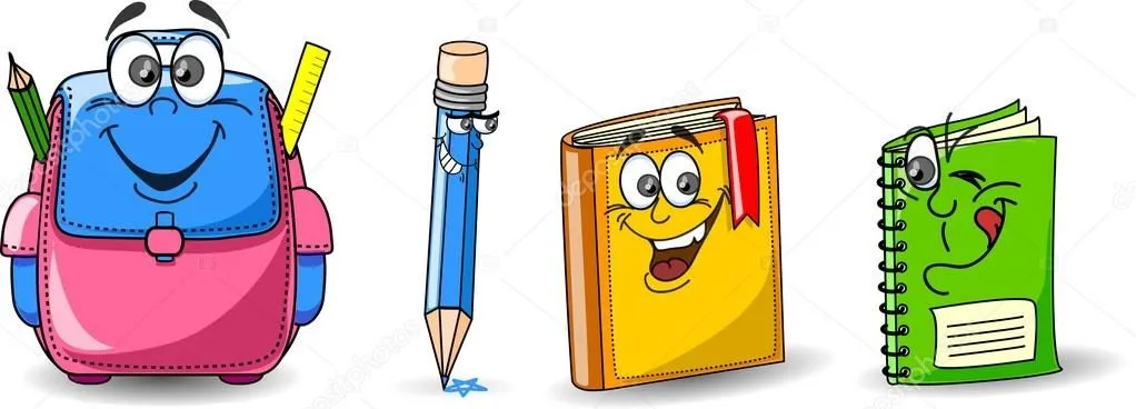 Mochilas, lápices, libros, cuadernos de dibujos animados — Vector ...