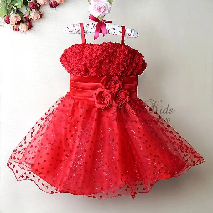 Nueva moda infantil vestido de niña de punto rojo niña vestido de ...
