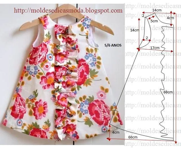 Modelagem de vestido infantil 5/6 anos | moda infantil | Pinterest