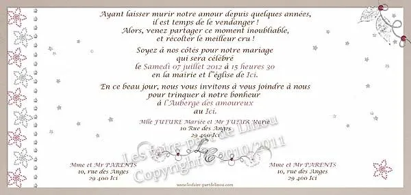Modèle "Laurie & Cédric" – Faire-part Mariage Grands Crus ...