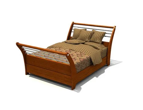 Modelo 3D de la cama de madera tradicional doble s¨®lidos 3D Model ...