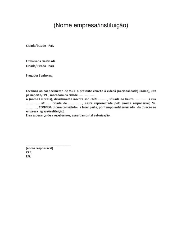 Modelo Carta Convite Embaixada | PDF