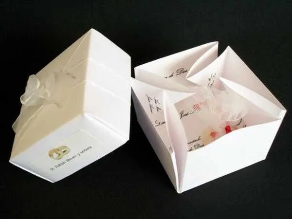 Tipo de papel para invitaciónes de boda para hacer una caja - Imagui