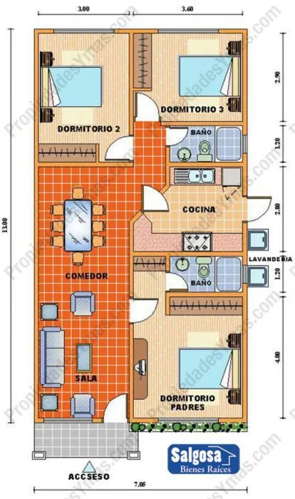 Modelos Y Planos De Casas 1 Piso 3 Dormitorios | Barriles | Pinterest