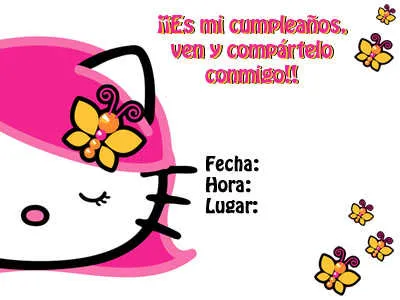 Modernas invitaciones de Hello Kitty para imprimir | Fiesta101
