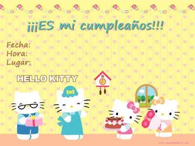 Modernas invitaciones de Hello Kitty para imprimir | Fiesta101