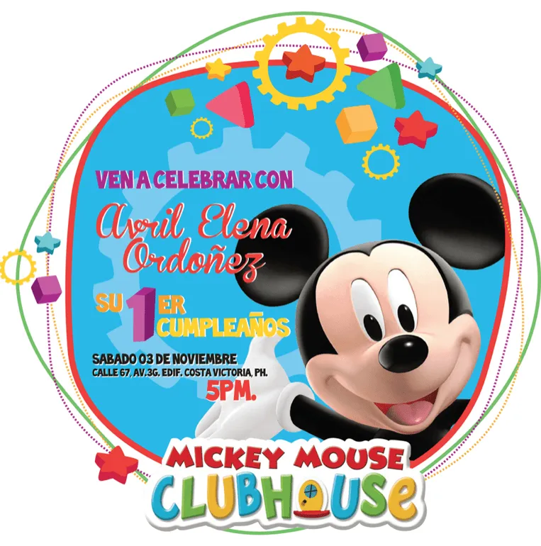 moimoi diseño: Invitación Cumpleaños Mickey Mouse ClubHouse
