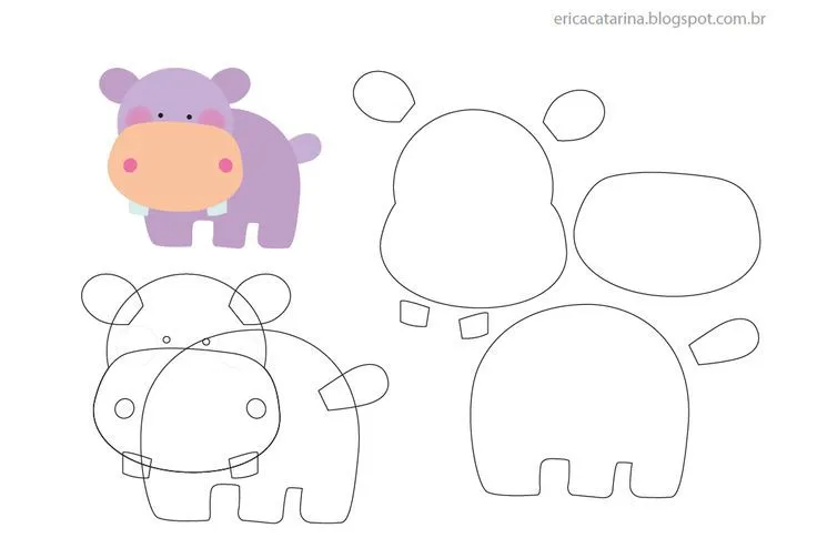 Molde EVA Hipopotamo | cumpleaños | Pinterest