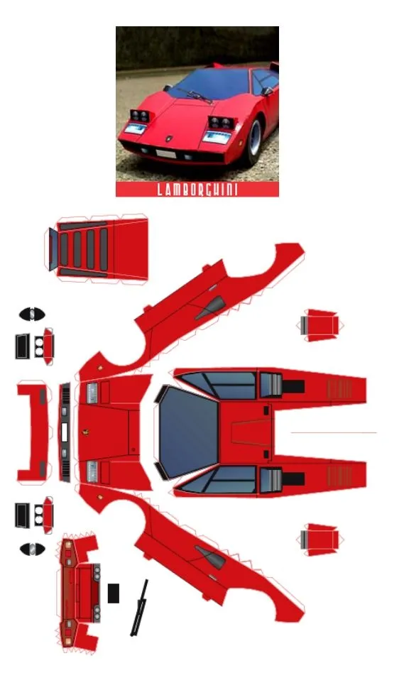 Molde - Lamborghini | Carro de papelão, Carrinhos de papelão, Construção de  modelos