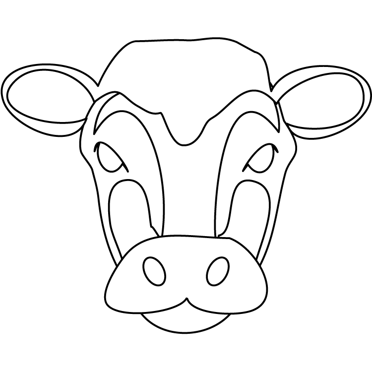 Dibujo recortable Máscara de vaca ,colorear y recortar