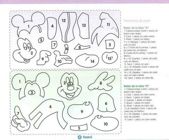 Moldes de Mickey Mouse en fomix - Imagui