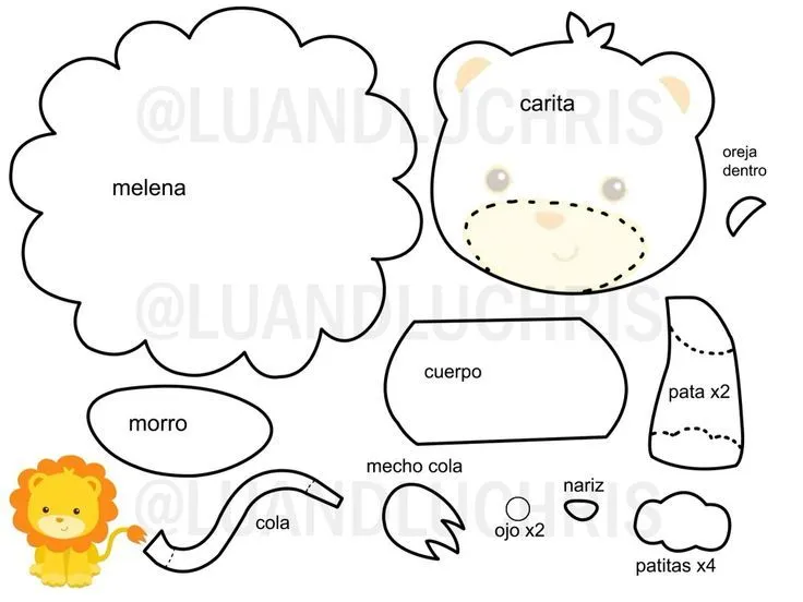 Molde Patrón León para Foami (Lion Pattern for Foami) en 2023 | Bebes en  foami, Safari cumpleaños, Molde de animales