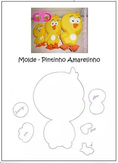 Molde Pintinho Amarelinho | Moldes em feltro | Pinterest | Ducks ...