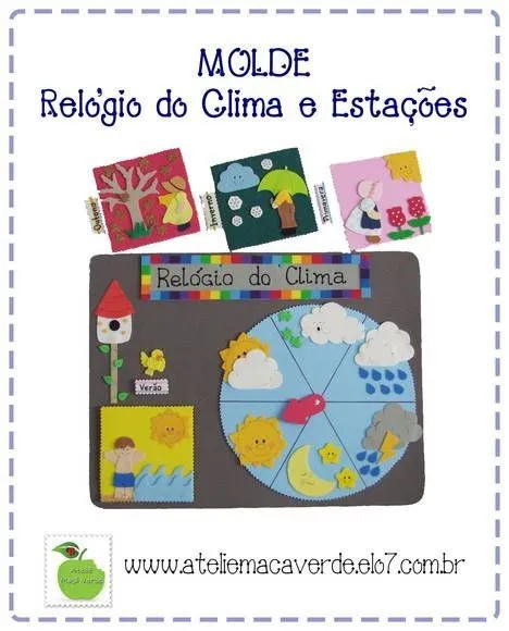 MOLDE RISCO RELÓGIO DO CLIMA/TEMPO | Ateliê Maçã Verde | Elo7 ...