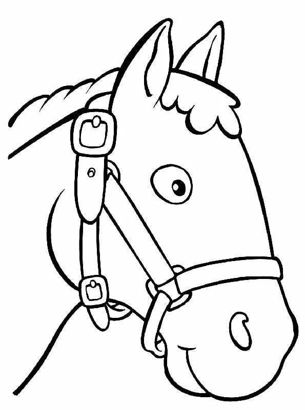 Cabeza de caballo sonriente para colorear. Teby y Tib - Portal Infantil
