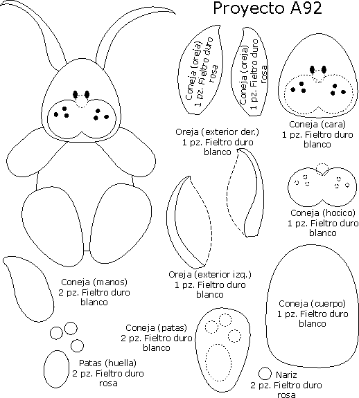 Moldes de conejo para hacer en foami - Imagui