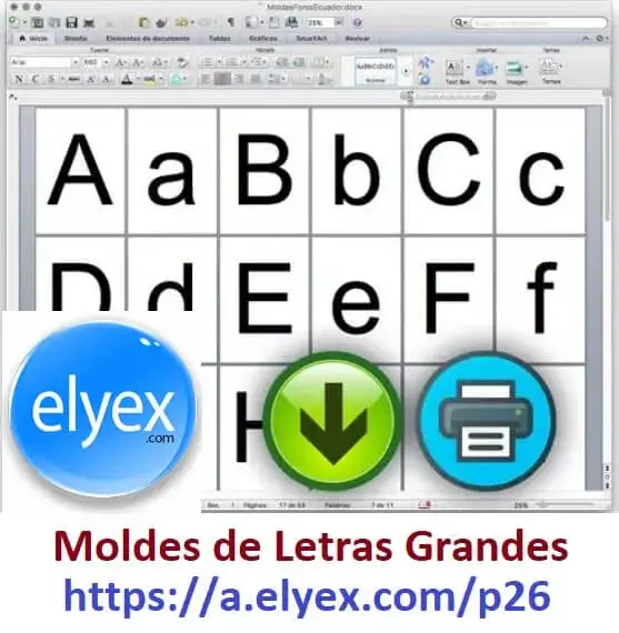 moldes letras grandes imprimir recortar Word PDF bonitas carteles