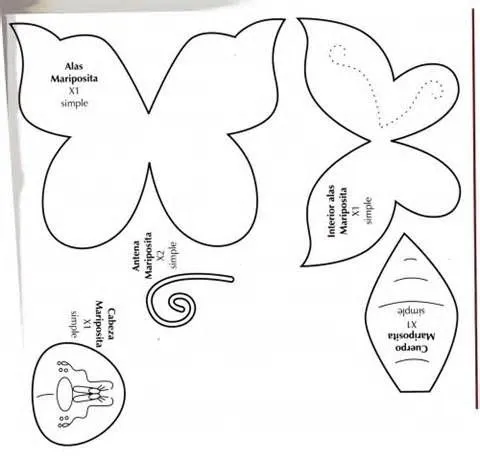 Moldes Mariposa foami e Pós | Moldes - Desenhos - Riscos | Pinterest