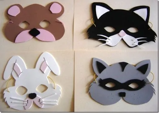 Moldes para máscara de animales en foami - pintar y jugar