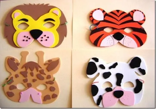 Moldes para máscara de animales en foami - pintar y jugar