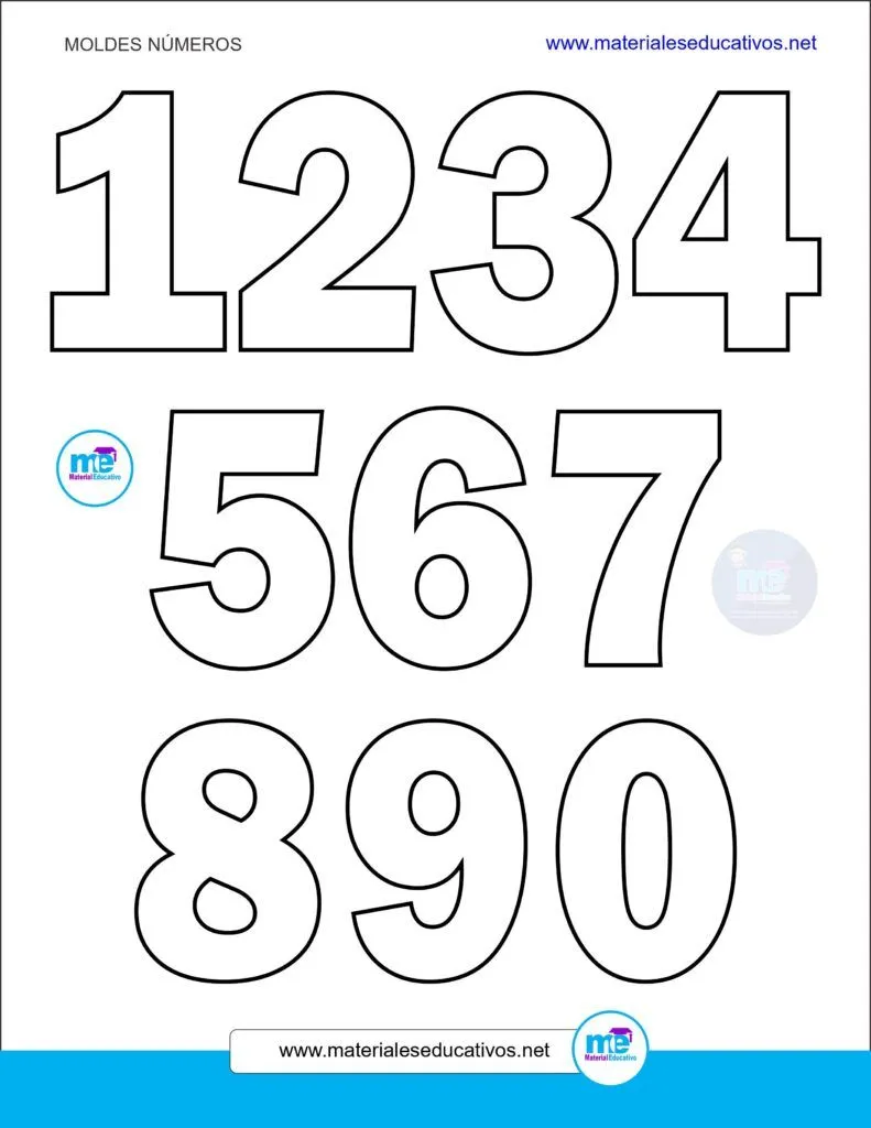 Moldes de números para imprimir I Material Educativo Gratis | Moldes de  numeros, Moldes letras para imprimir, Moldes de letras