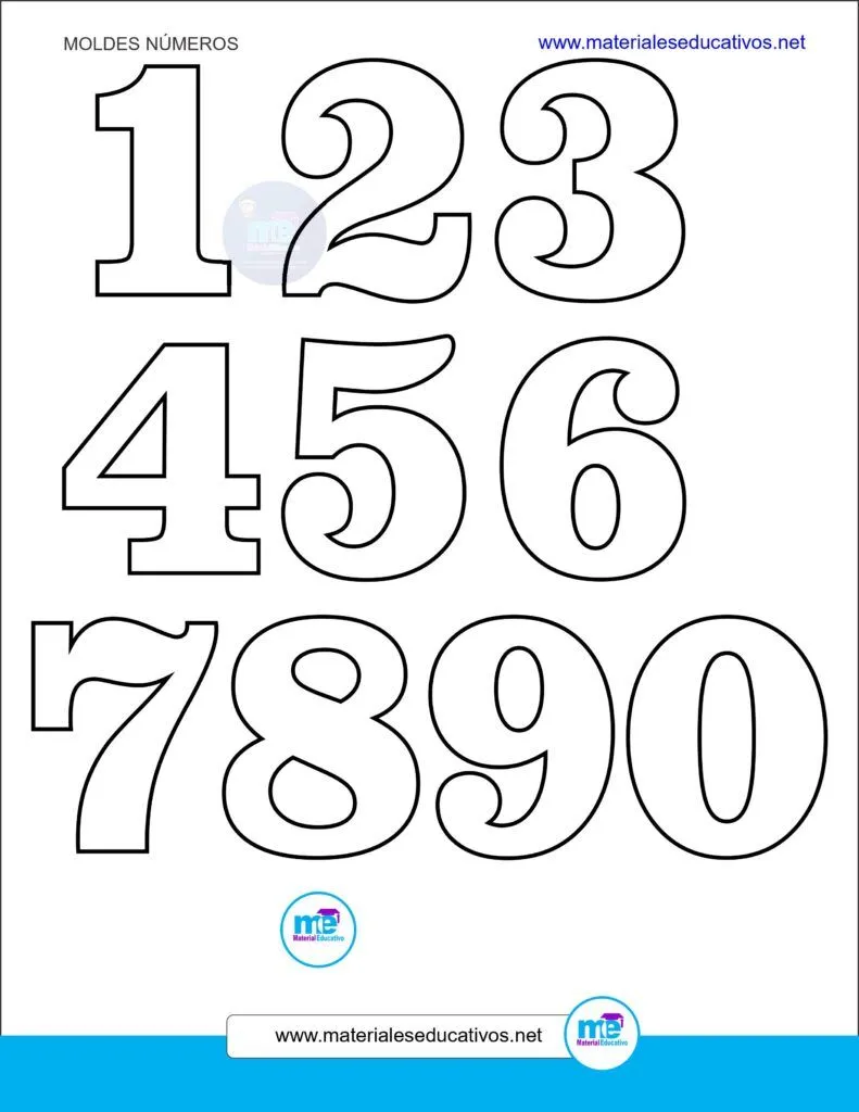 Moldes de números para imprimir I Material Educativo Gratis | Inscrição,  Numeros em eva, Molde de números