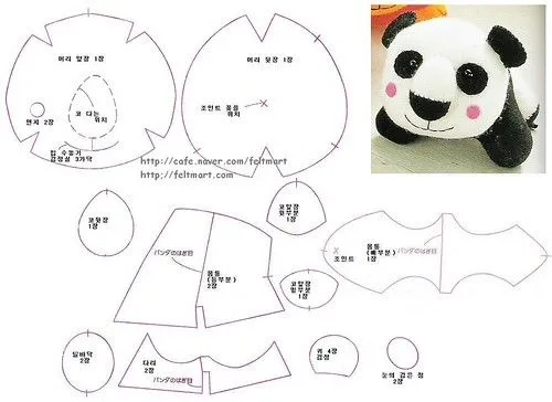 Patrones para oso panda de peluche - Imagui