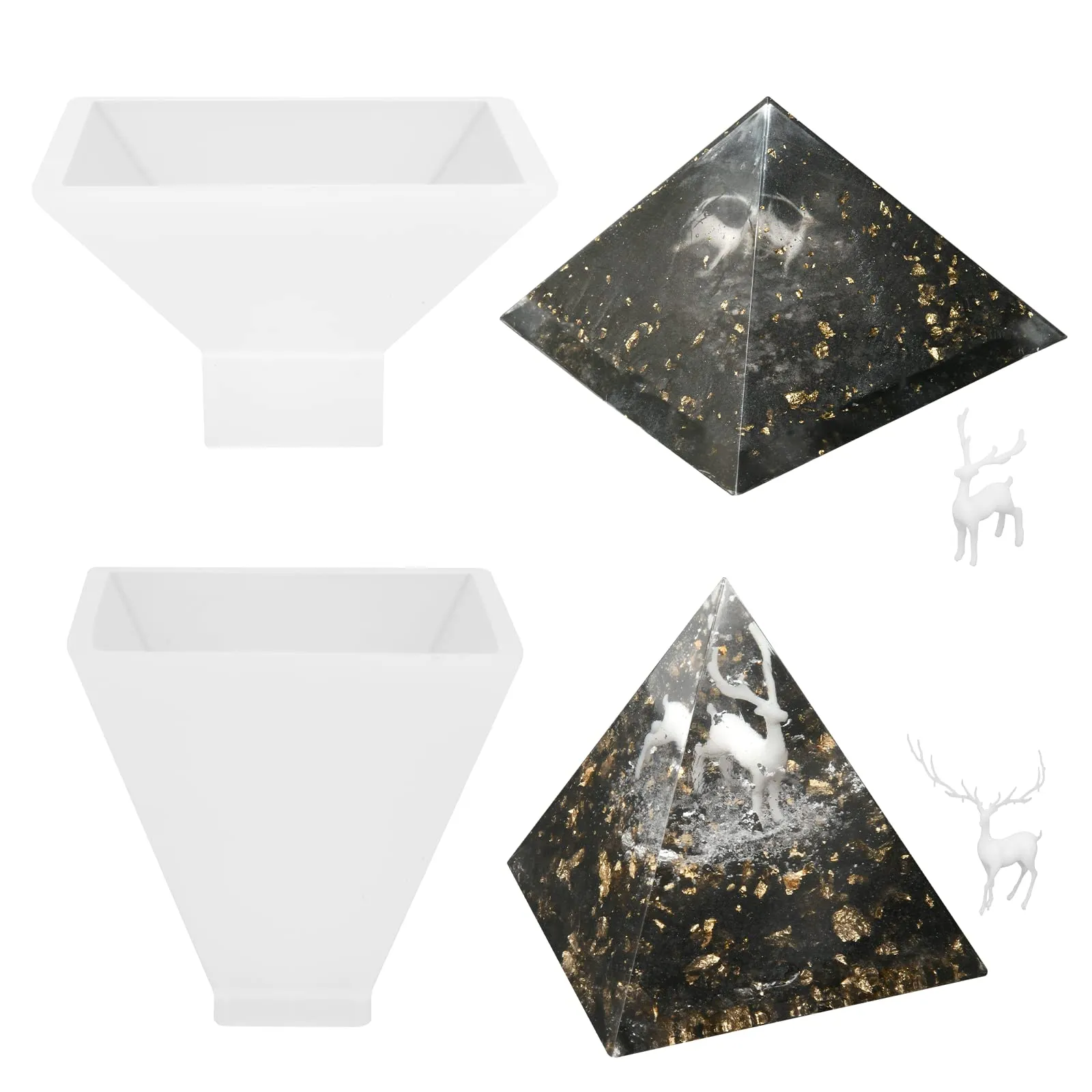 Moldes de pirámide de silicona grandes para fundición de resina, 2 tamaños,  fácil de desmoldar para hacer joyas, decoración del hogar con 2 piezas de  relleno de resina epoxi 3D : Amazon.com.mx: