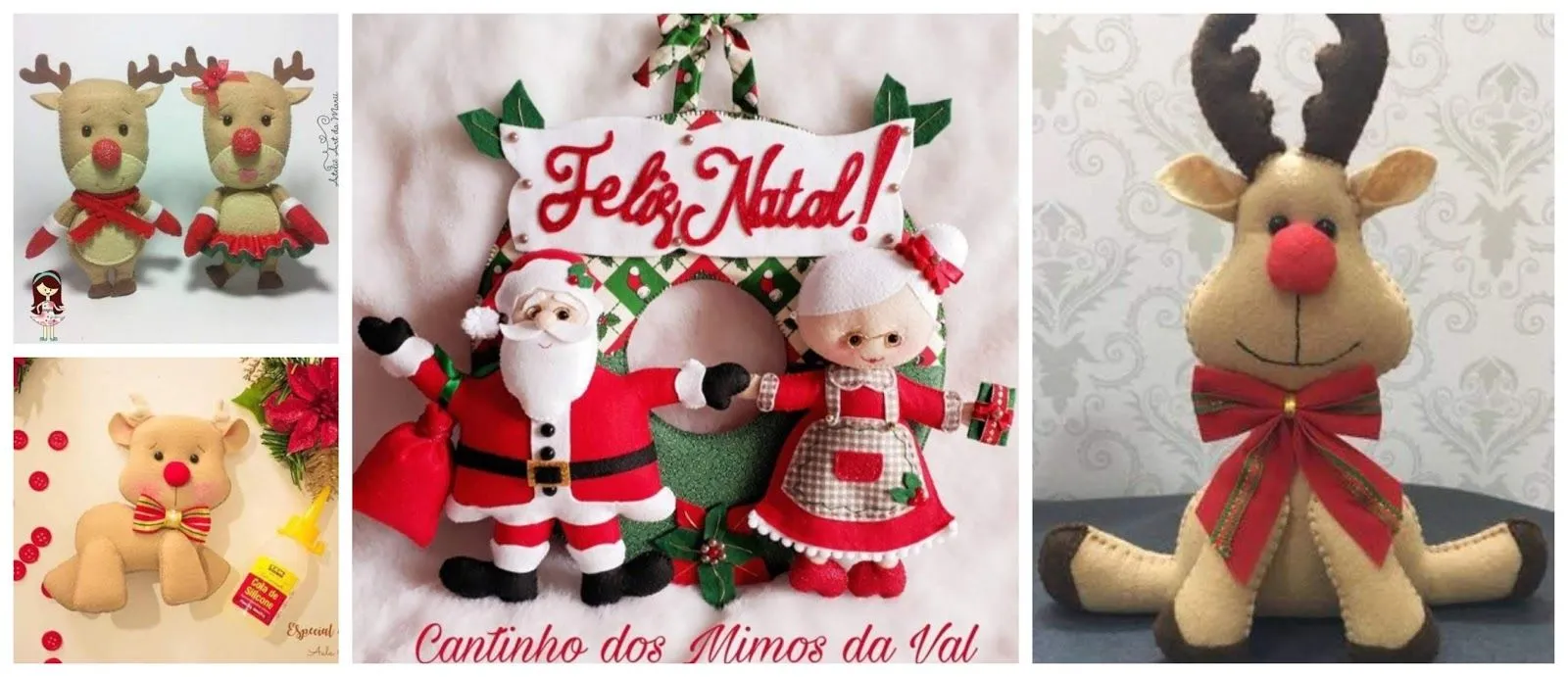 5 Moldes para hacer renos y muñeco de santa claus y señora claus en fieltro  ~ Solountip.com