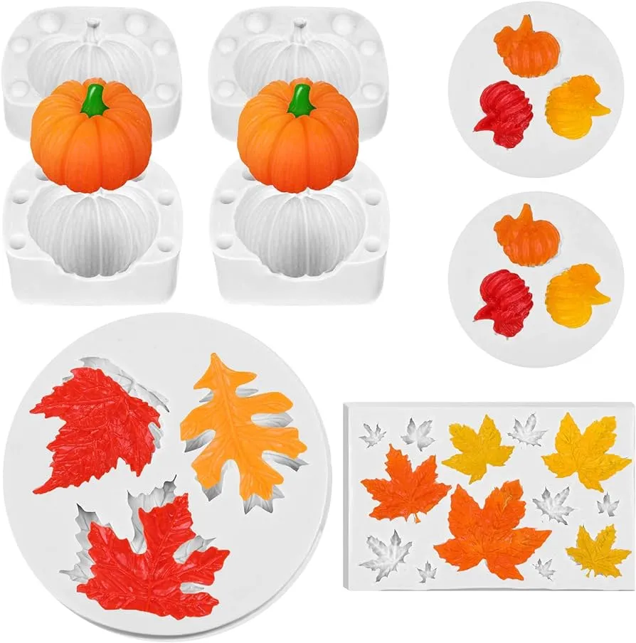 8 Moldes de Silicona con Tema de Acción de Gracias de Otoño Molde de Fondant de 8 Moldes de Silicona con Tema de Acción de Gracias de Otoño Molde de Fondant de