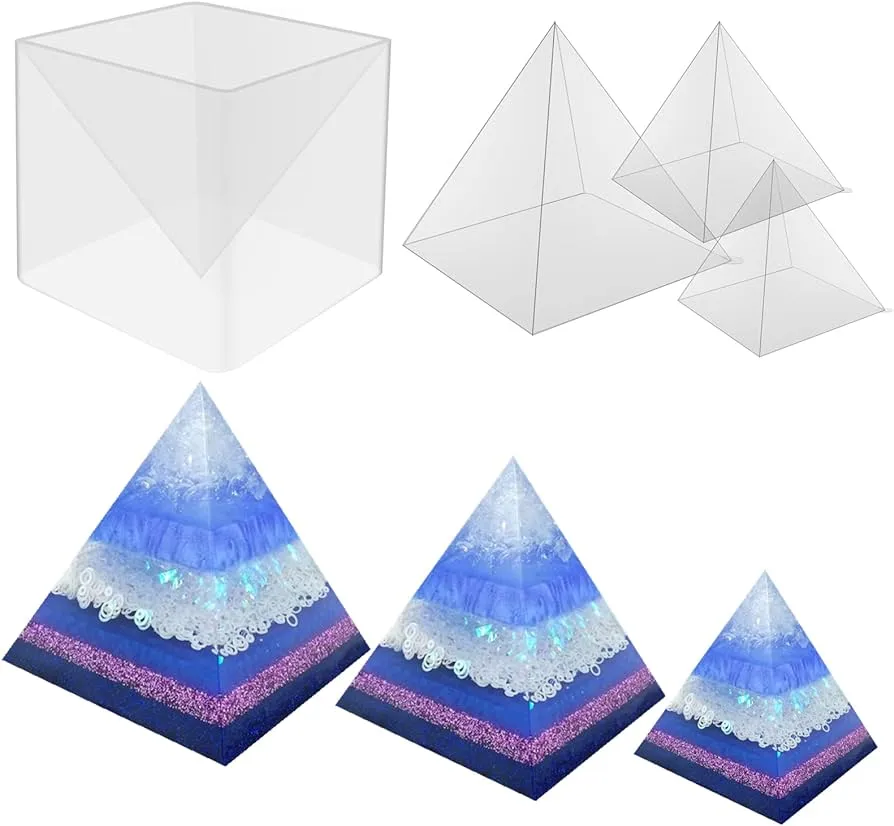 3 moldes de silicona transparente supergrandes para resina, 3 moldes de  silicona pirámide interior de 4.7