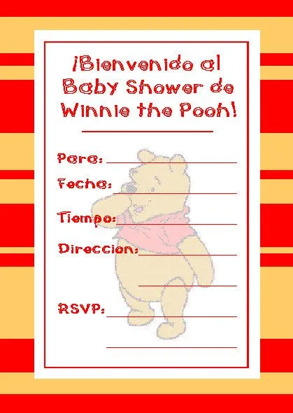 Moldes para Todo: - Invitacion Baby Shower Pooh -