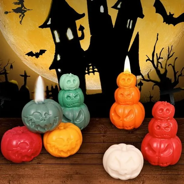 Moldes de velas de calabaza 3D, moldes de resina de calabaza de Halloween  de silicona para resina epoxi, jabón hecho a mano, velas, manualidades de  fundición, decoración del hogar JM | Walmart
