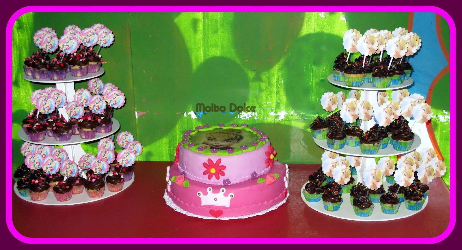 molto dolce: Torta decorada y minicupcakes Tinkerbell y princesas