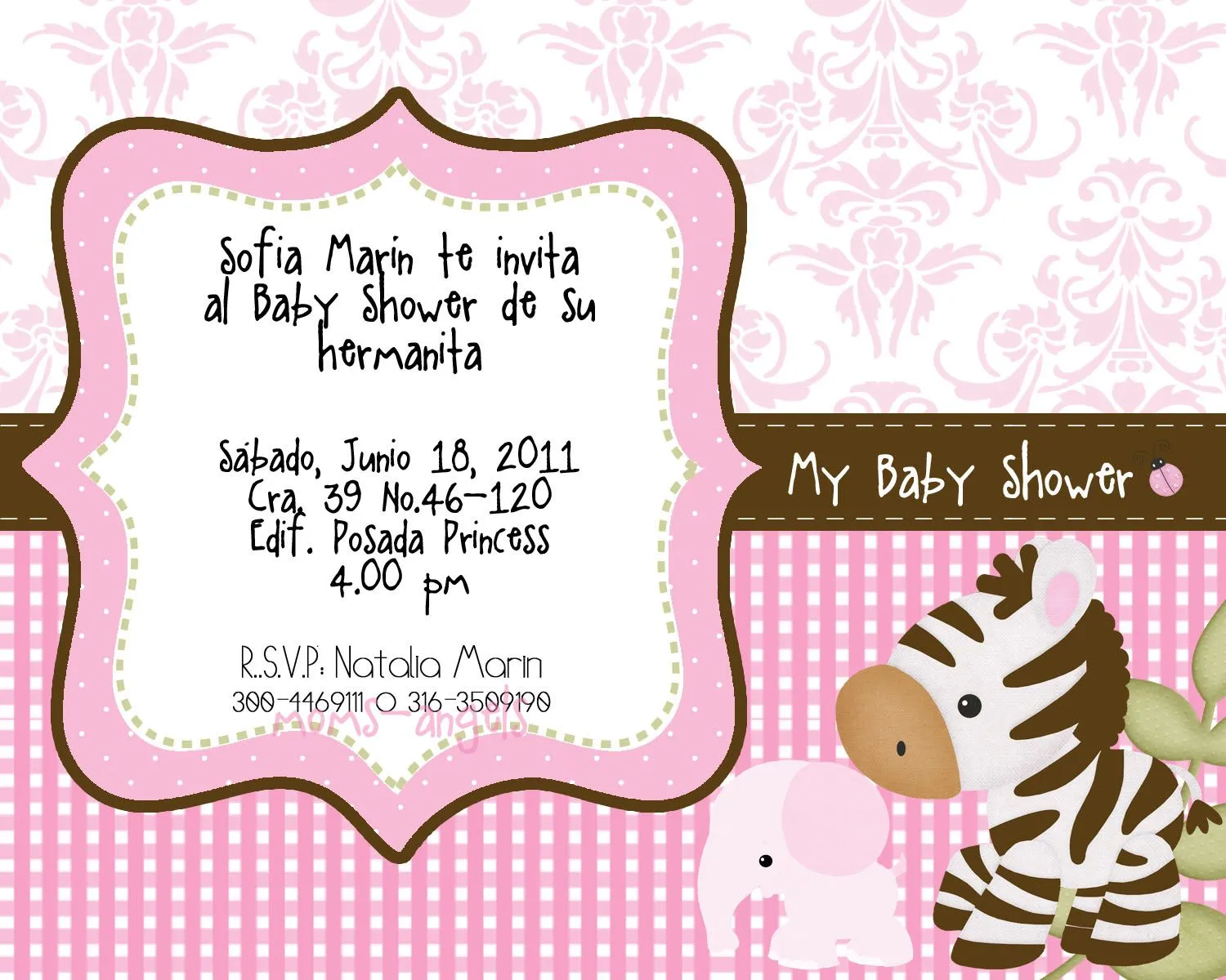 Moms-Angels: Invitacion Baby Shower Niña