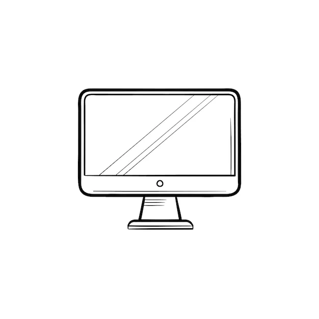 Monitor de contorno dibujado a mano doodle icono. pantalla de computadora,  pc y escritorio, concepto de