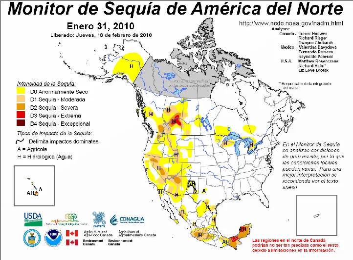 Monitor de Sequía de América del Norte. Enero de 2010 | De ...