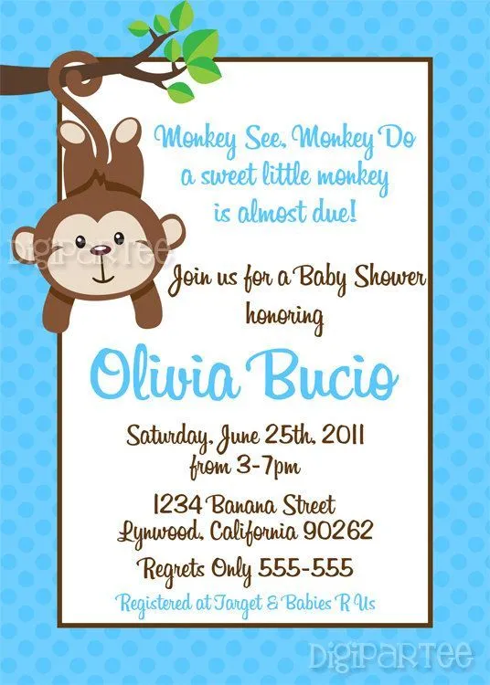 Monkey Baby Shower Invitation