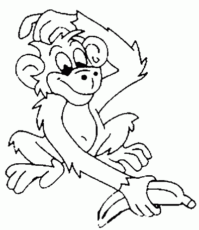 Dibujo de Mono con un plátano. Dibujo para colorear de Mono con un ...