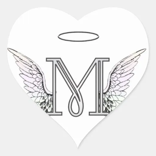Monograma inicial de la letra M con las alas y Pegatina En Forma ...